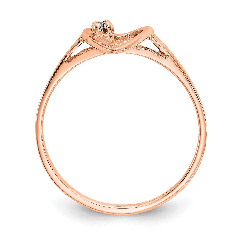14K Rose Gold A Diamond Heart Ring