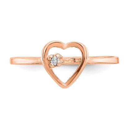 14K Rose Gold A Diamond Heart Ring