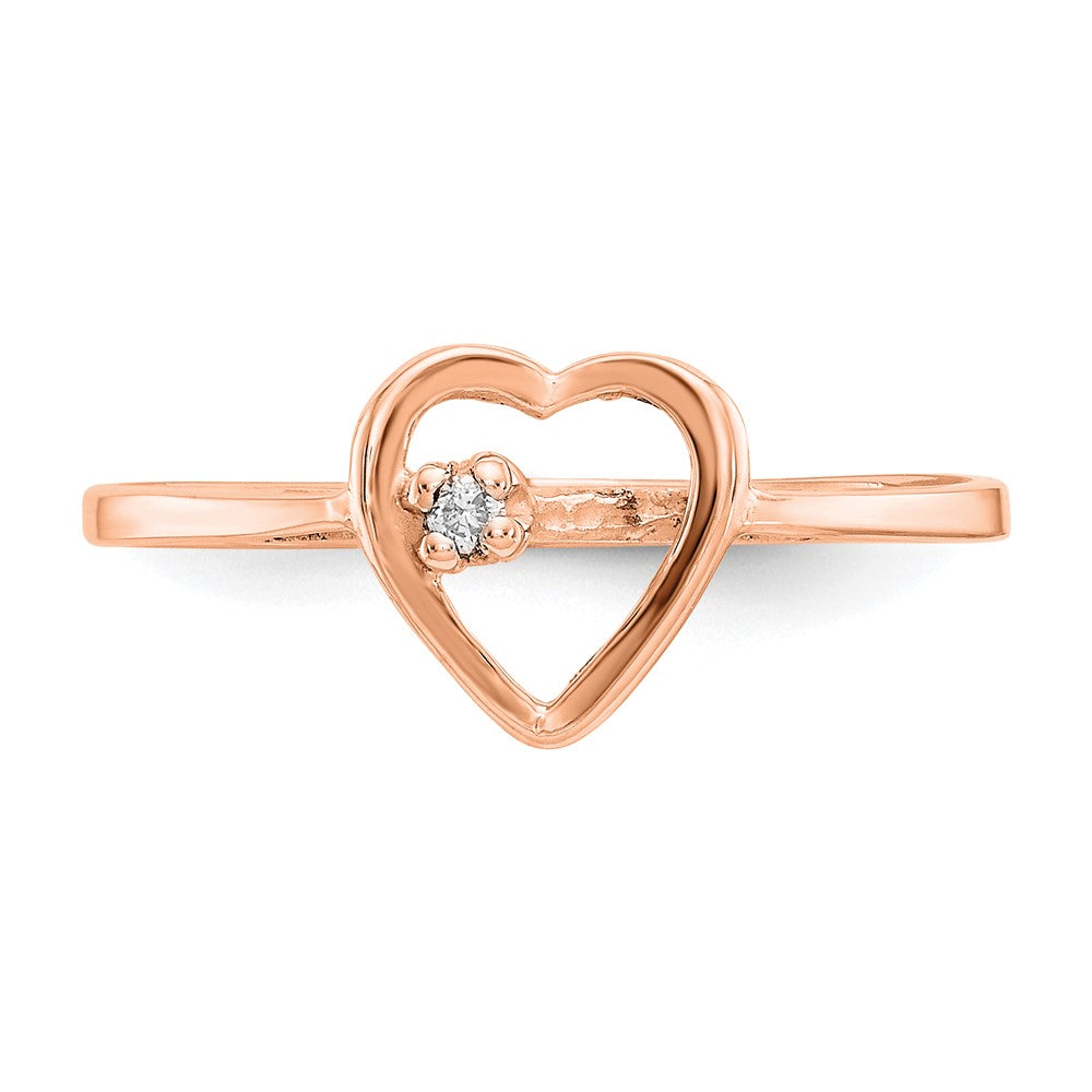14K Rose Gold Vs Diamond Heart Ring
