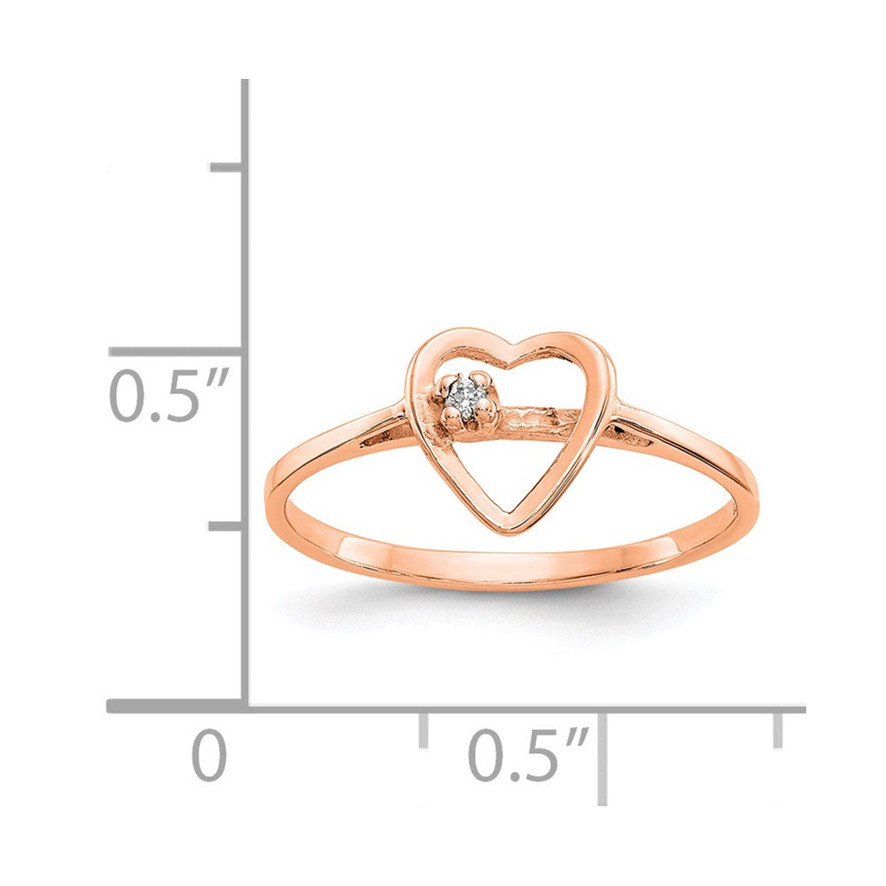 14K Rose Gold A Diamond Heart Ring
