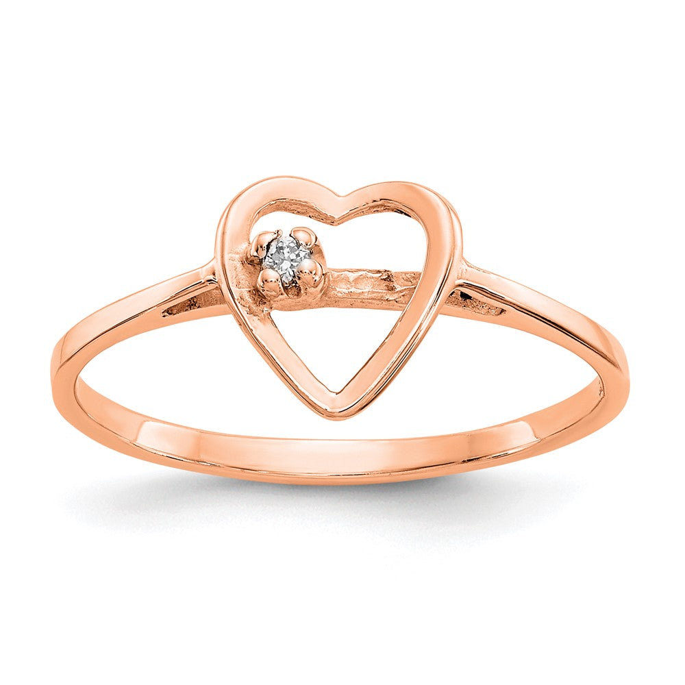 14K Rose Gold Vs Diamond Heart Ring