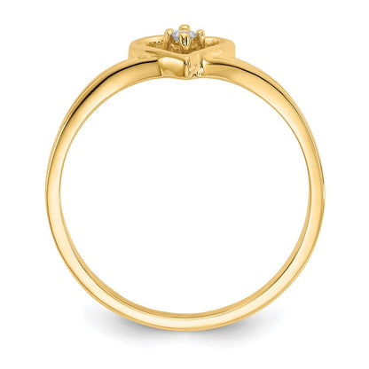 14K Yellow Gold Aaa Diamond Heart Ring