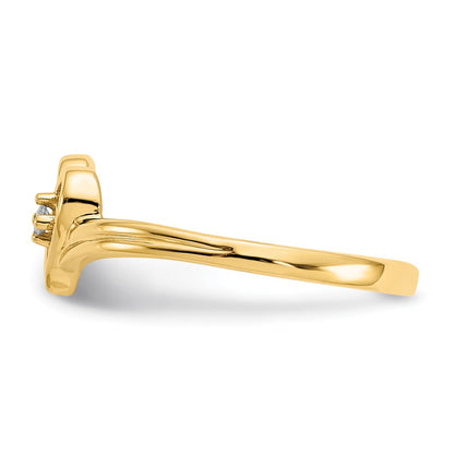 14K Yellow Gold Aaa Diamond Heart Ring