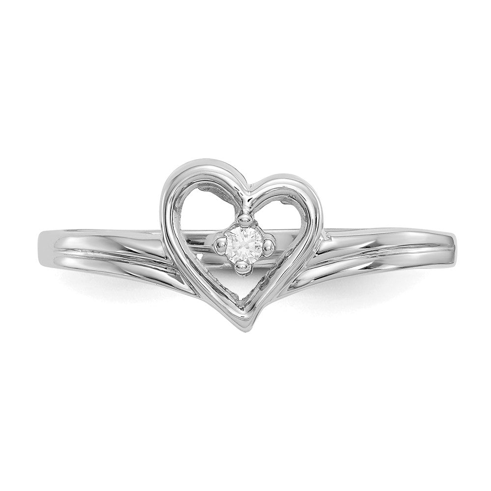 14k White Gold A Real Diamond heart ring