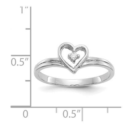 14k White Gold A Real Diamond heart ring