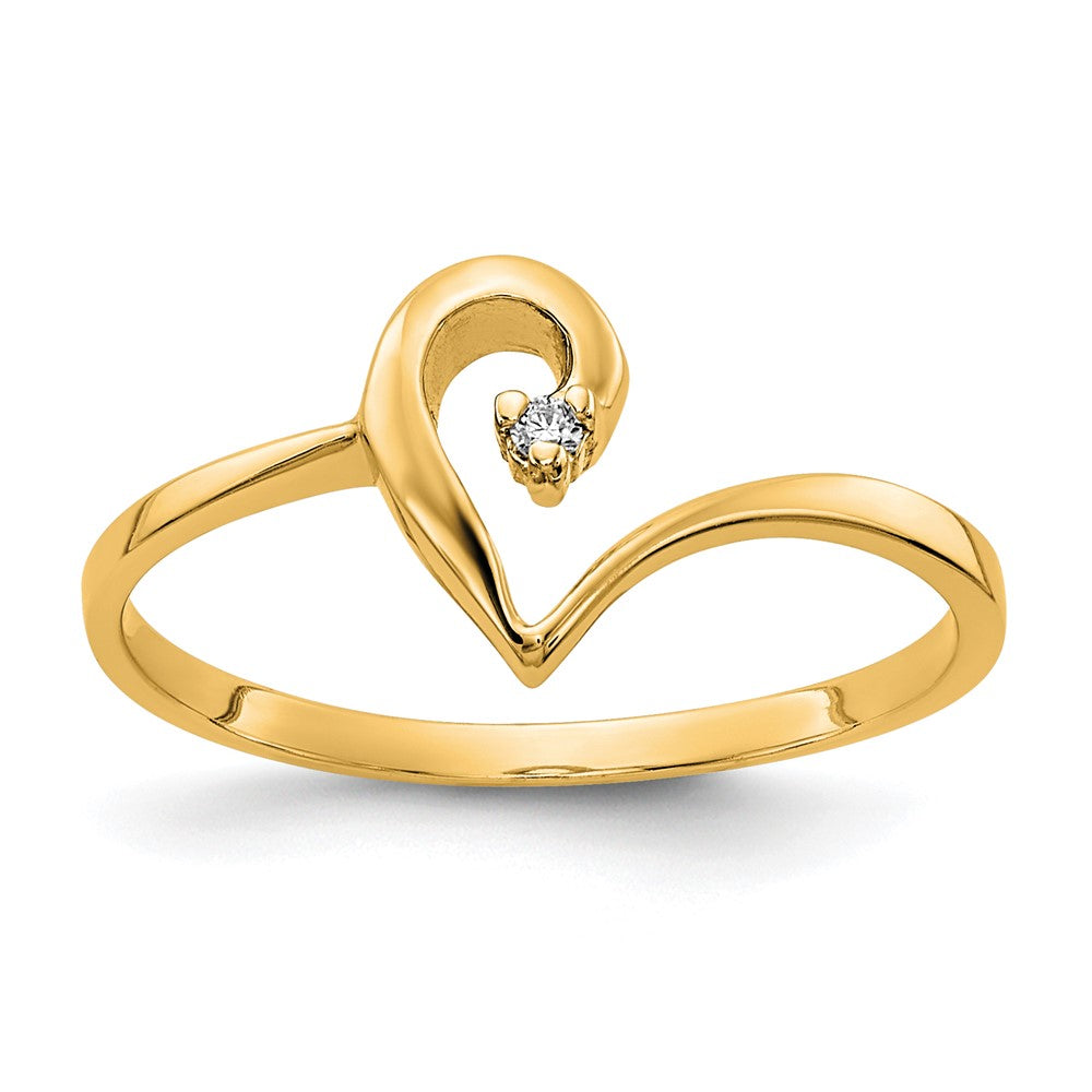14K Yellow Gold Polished Diamond Heart Ring