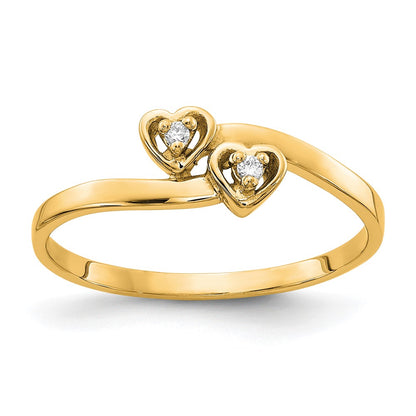 14K Yellow Gold Polished Diamond Heart Ring