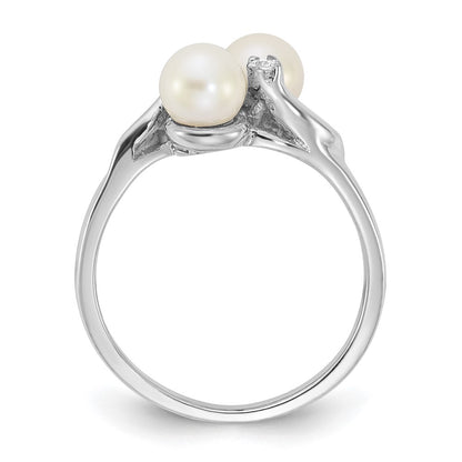 14k White Gold 5mm FW Cultured Pearl VS Diamond ring