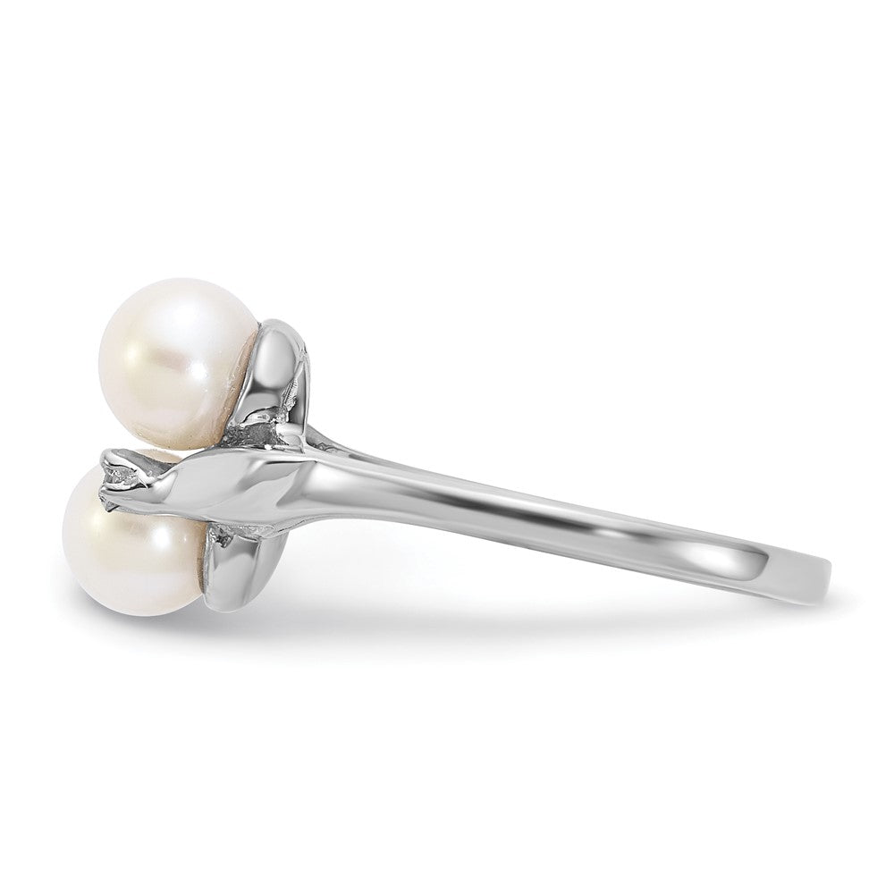 14k White Gold 5mm FW Cultured Pearl VS Diamond ring