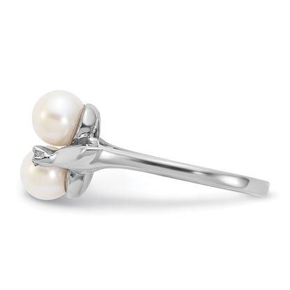 14k White Gold 5mm FW Cultured Pearl VS Diamond ring