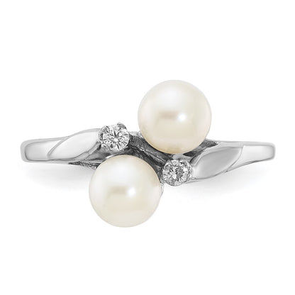 14k White Gold 5mm FW Cultured Pearl VS Diamond ring