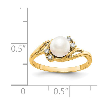 14k Yellow Gold FW Cultured Pearl Diamond FW Cultured Pearl ring