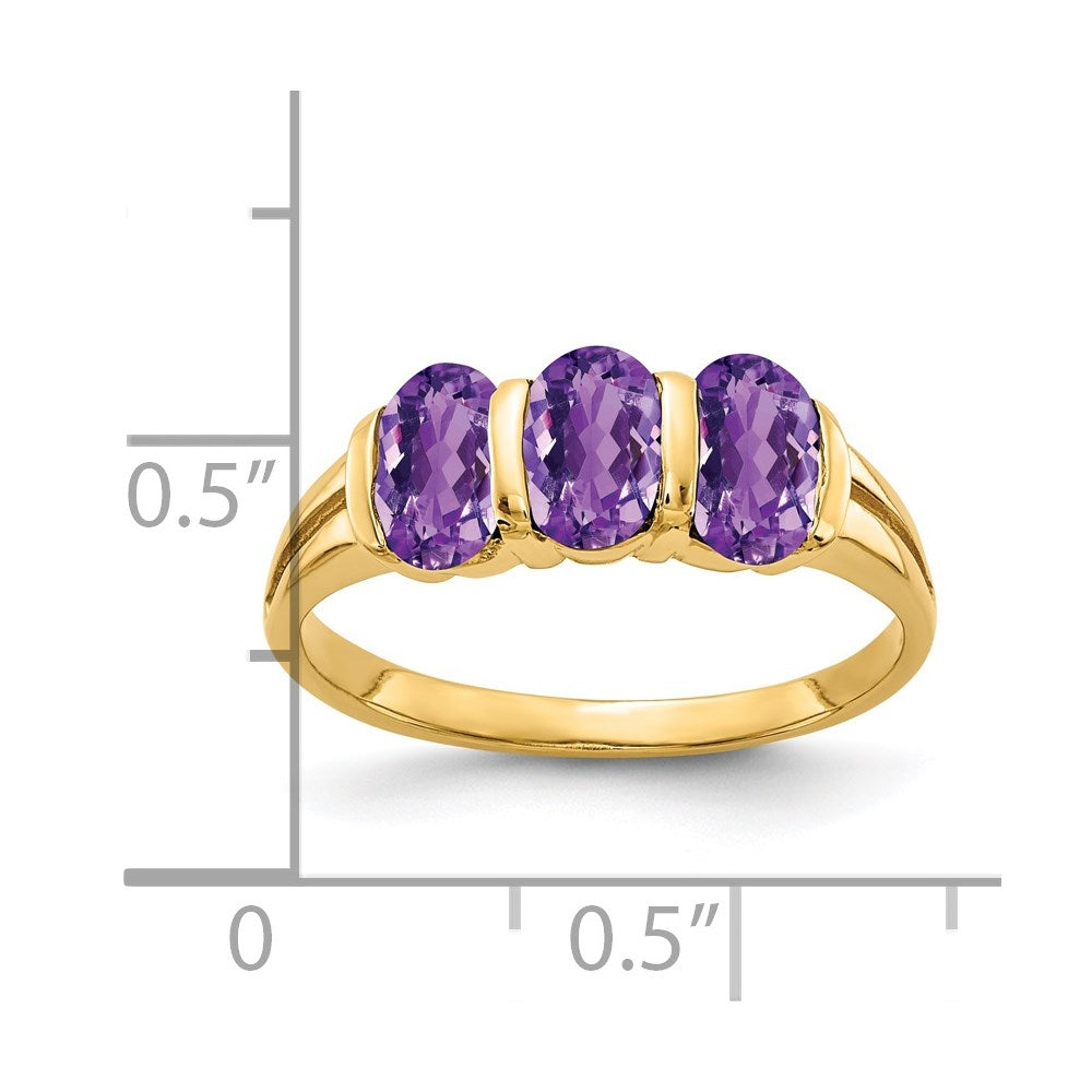 Solid 14k Yellow Gold 6x4mm Oval Simulated Amethyst Ring