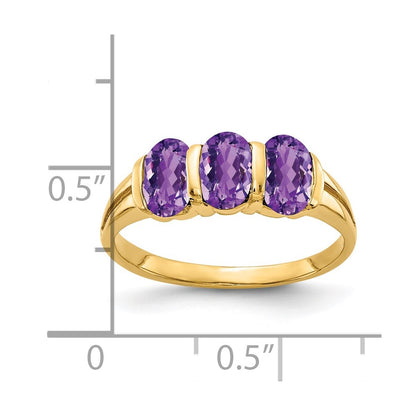 Solid 14k Yellow Gold 6x4mm Oval Simulated Amethyst Ring