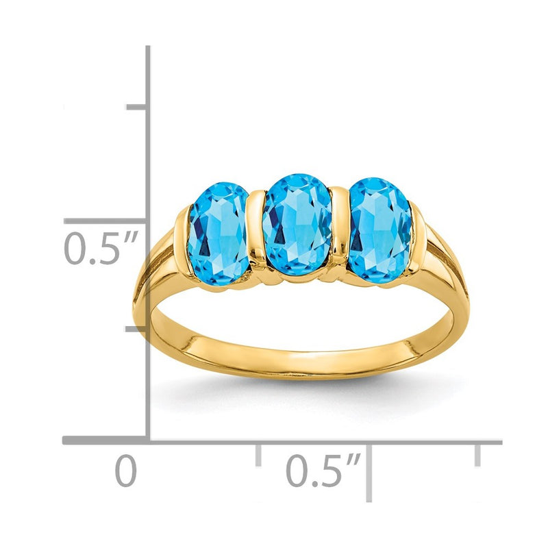 14K Yellow Gold 6x4mm Oval Blue Topaz ring