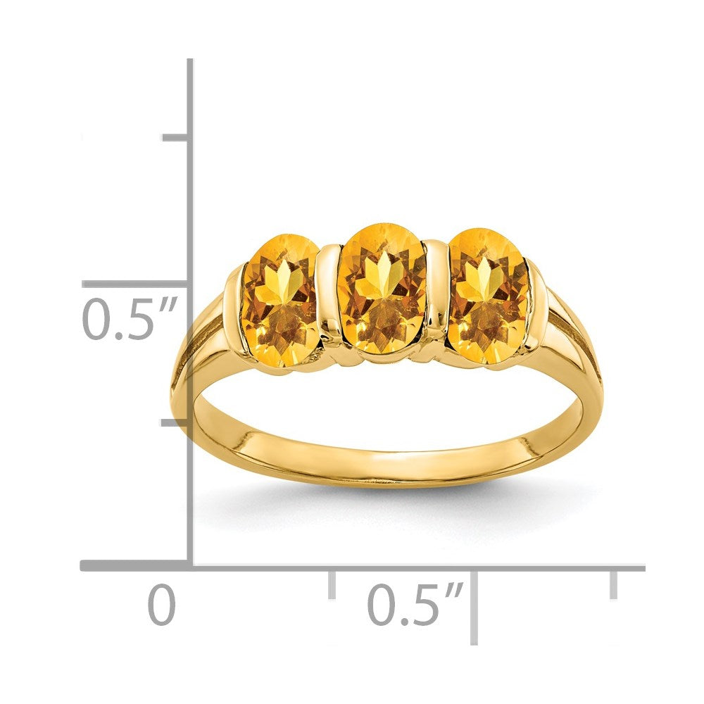 14K Yellow Gold 6x4mm Oval Citrine ring