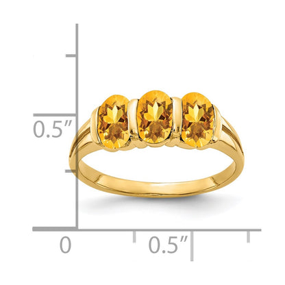 14K Yellow Gold 6x4mm Oval Citrine ring
