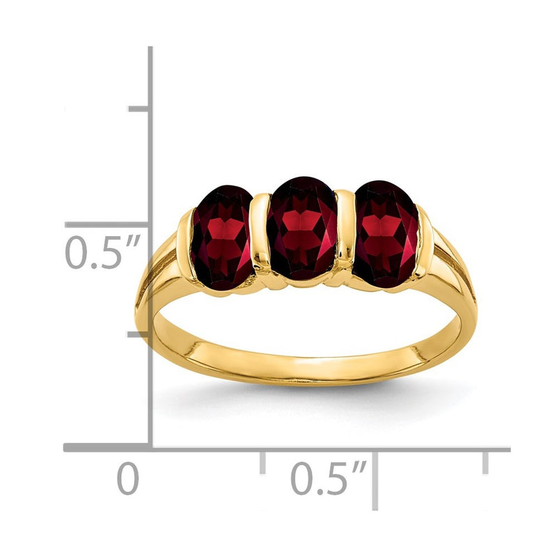 Solid 14k Yellow Gold 6x4mm Oval Simulated Garnet Ring