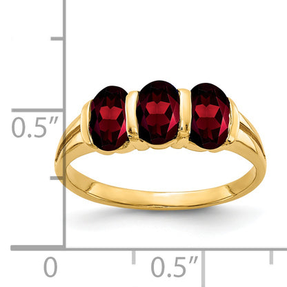 14K Yellow Gold 6x4mm Oval Garnet Checker ring