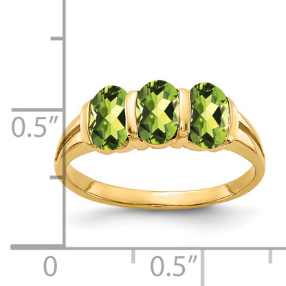 Solid 14k Yellow Gold 6x4mm Oval Simulated Peridot Ring