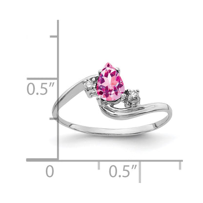14k White Gold 6x4mm Pear Pink Sapphire A Real Diamond ring