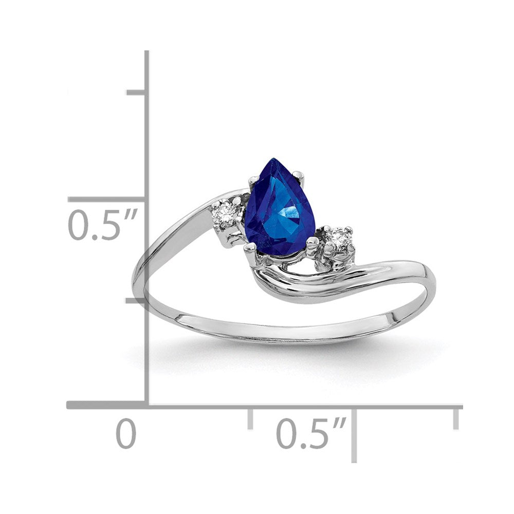 14k White Gold 6x4mm Pear Sapphire A Real Diamond ring