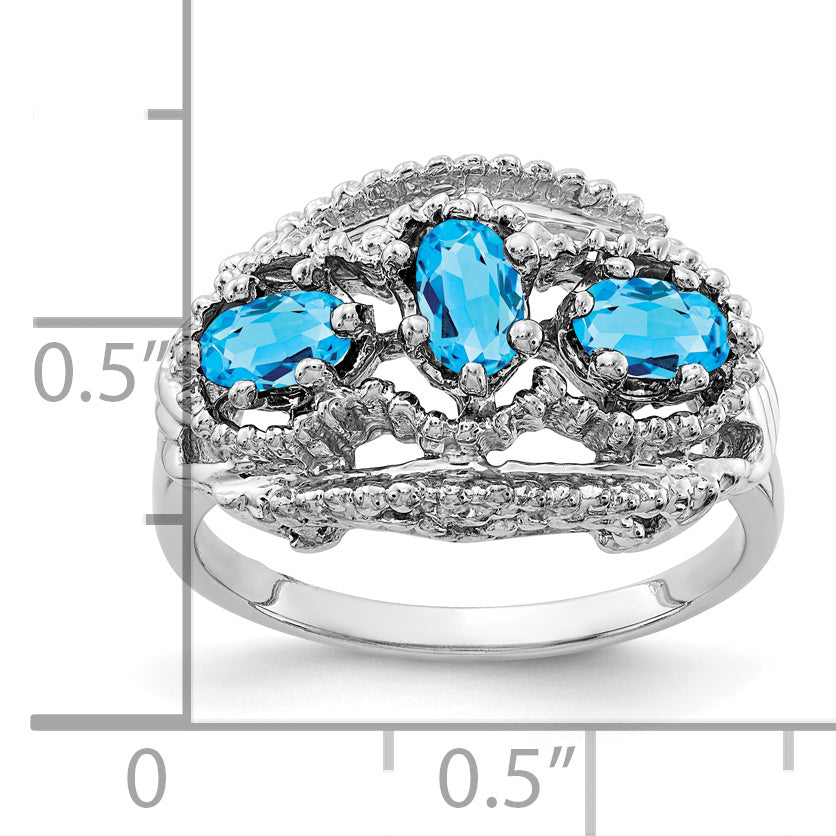 14k White Gold 5x3mm Oval Blue Topaz ring