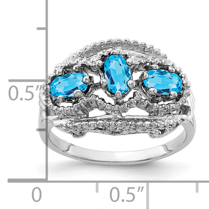 14k White Gold 5x3mm Oval Blue Topaz ring