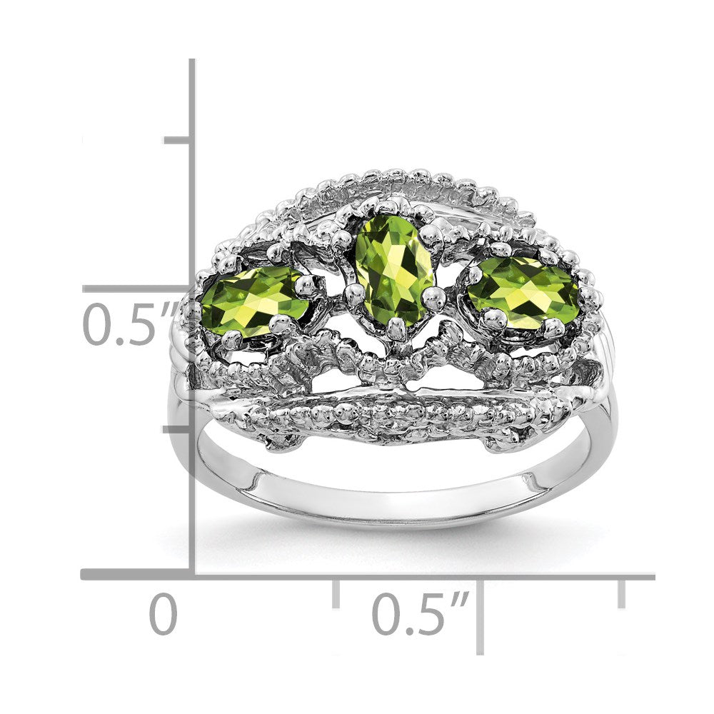 Solid 14k White Gold 5x3mm Oval Simulated Peridot Ring