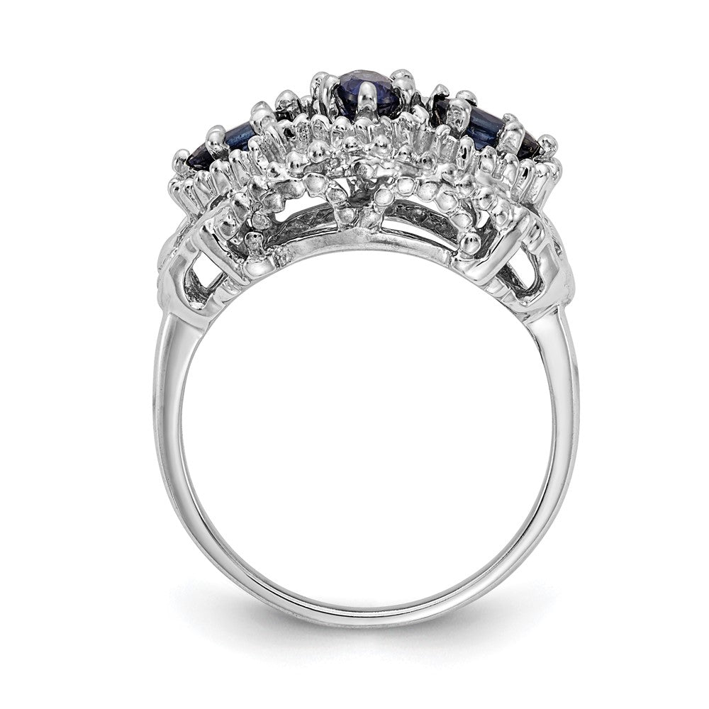 Solid 14k White Gold Simulated Sapphire Ring