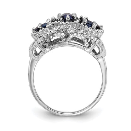 Solid 14k White Gold Simulated Sapphire Ring