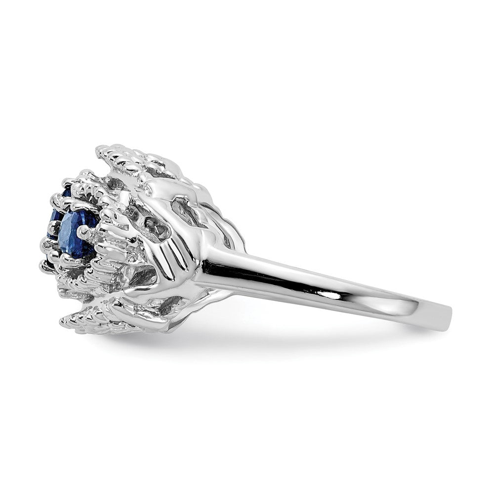 Solid 14k White Gold Simulated Sapphire Ring