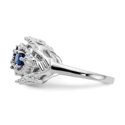 Solid 14k White Gold Simulated Sapphire Ring