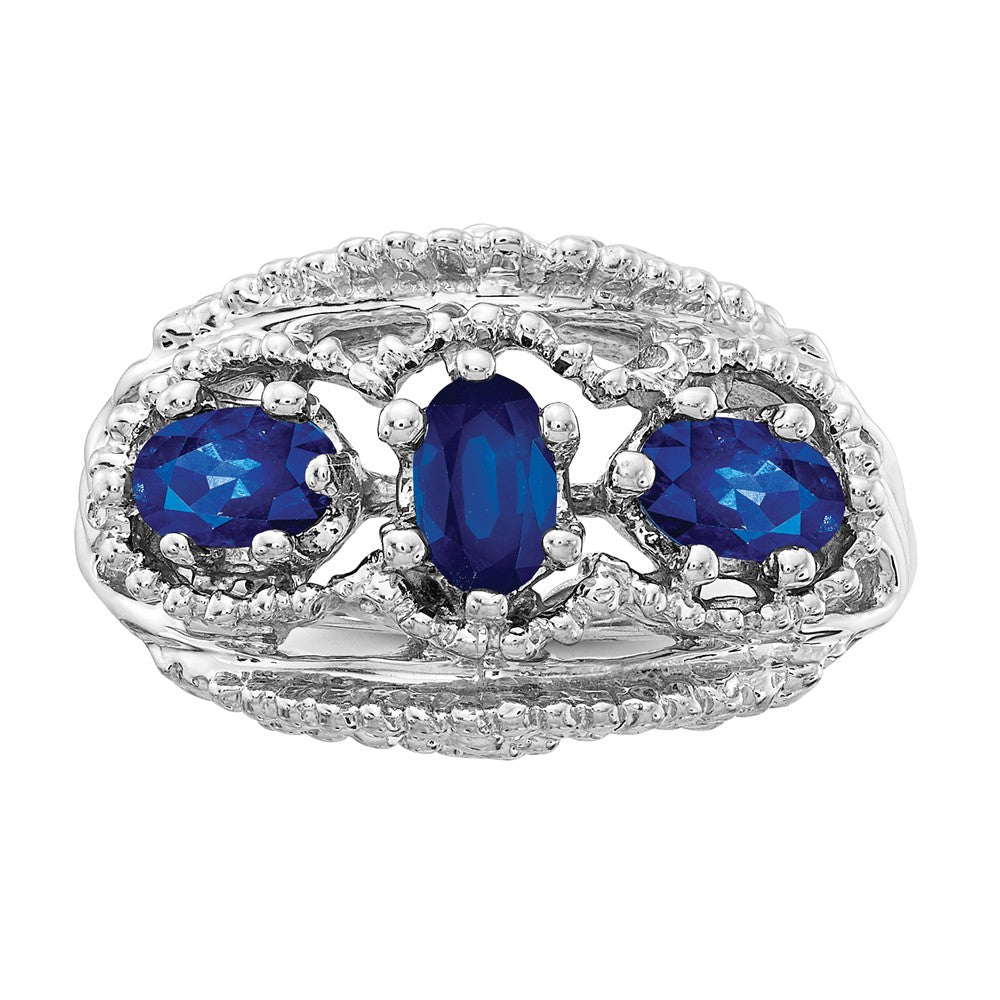 Solid 14k White Gold Simulated Sapphire Ring