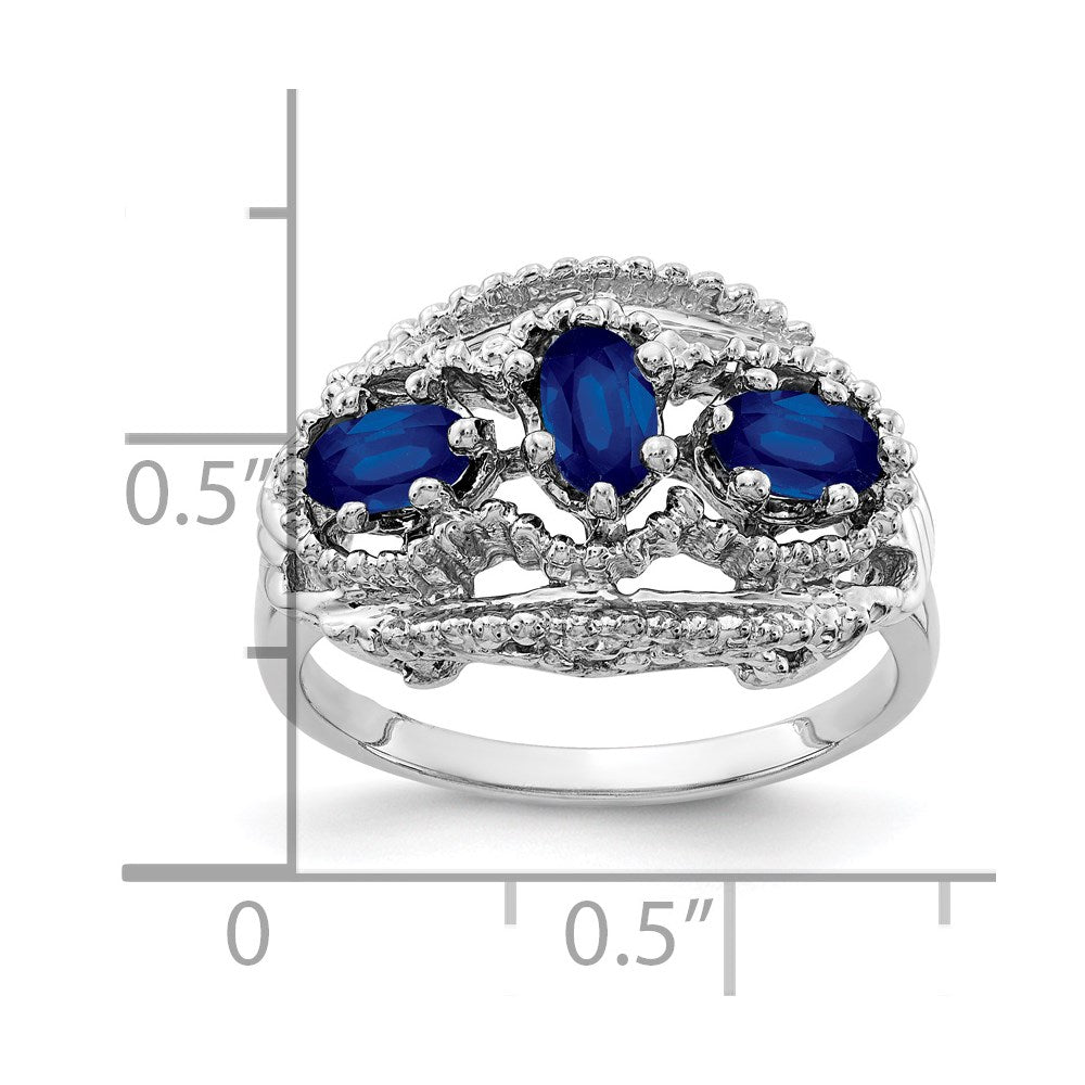 Solid 14k White Gold Simulated Sapphire Ring