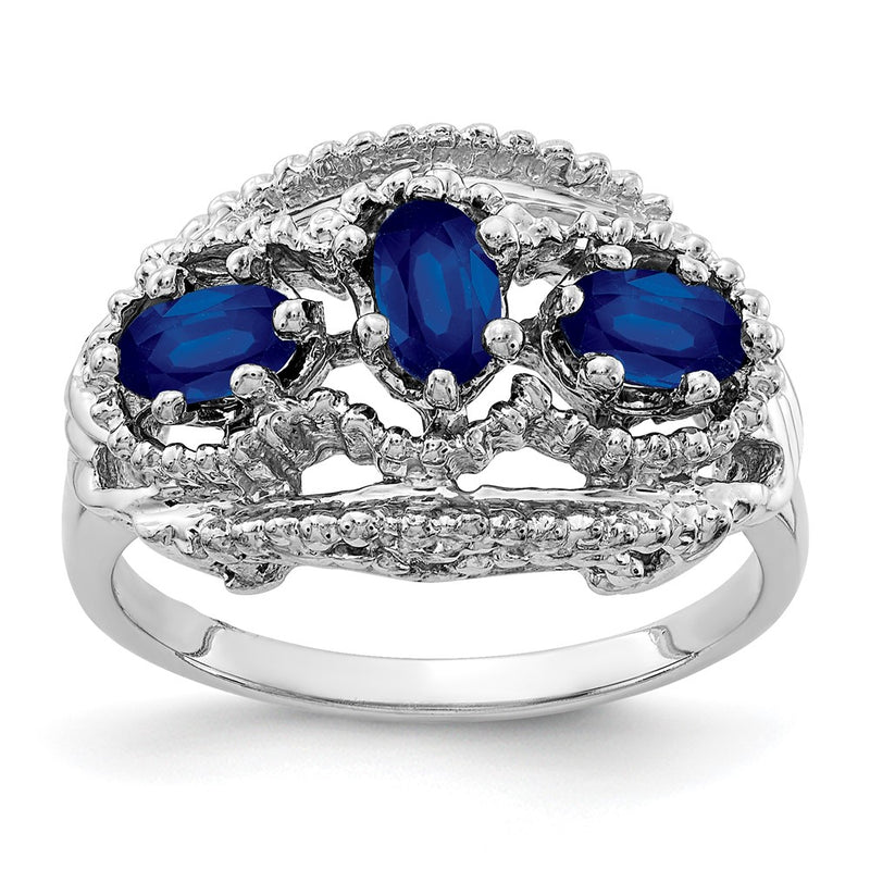Solid 14k White Gold Simulated Sapphire Ring
