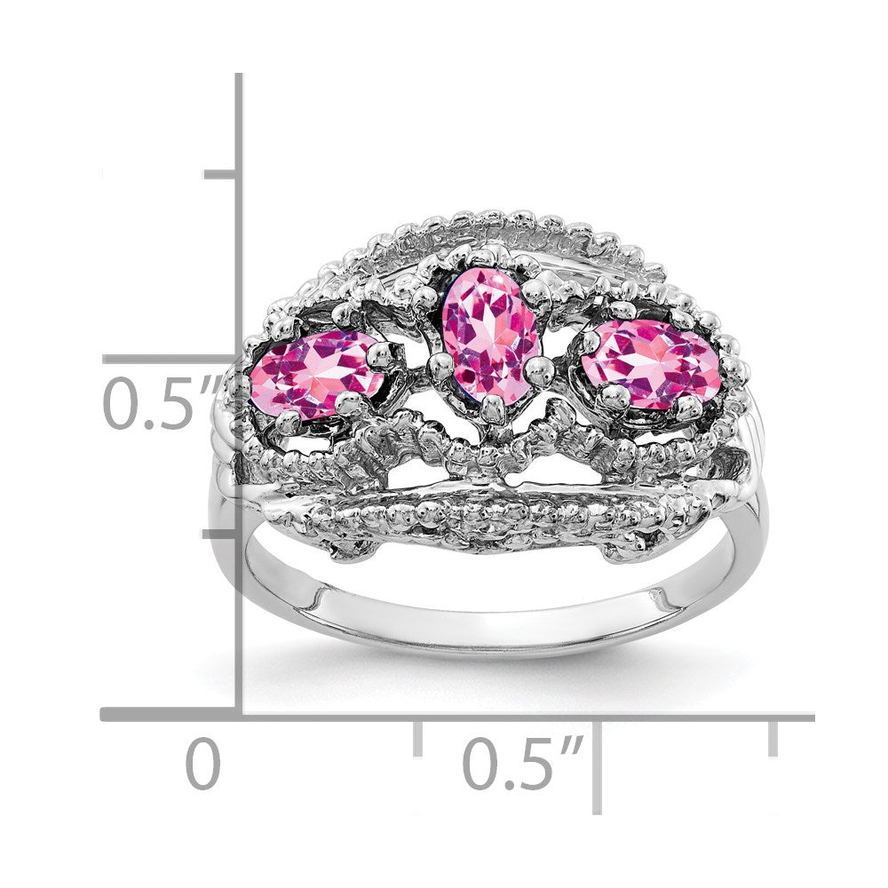 14k White Gold 5x3mm Oval Pink Sapphire Ring