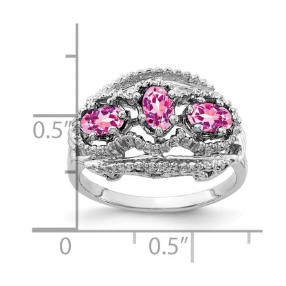 14k White Gold 5x3mm Oval Pink Sapphire Ring