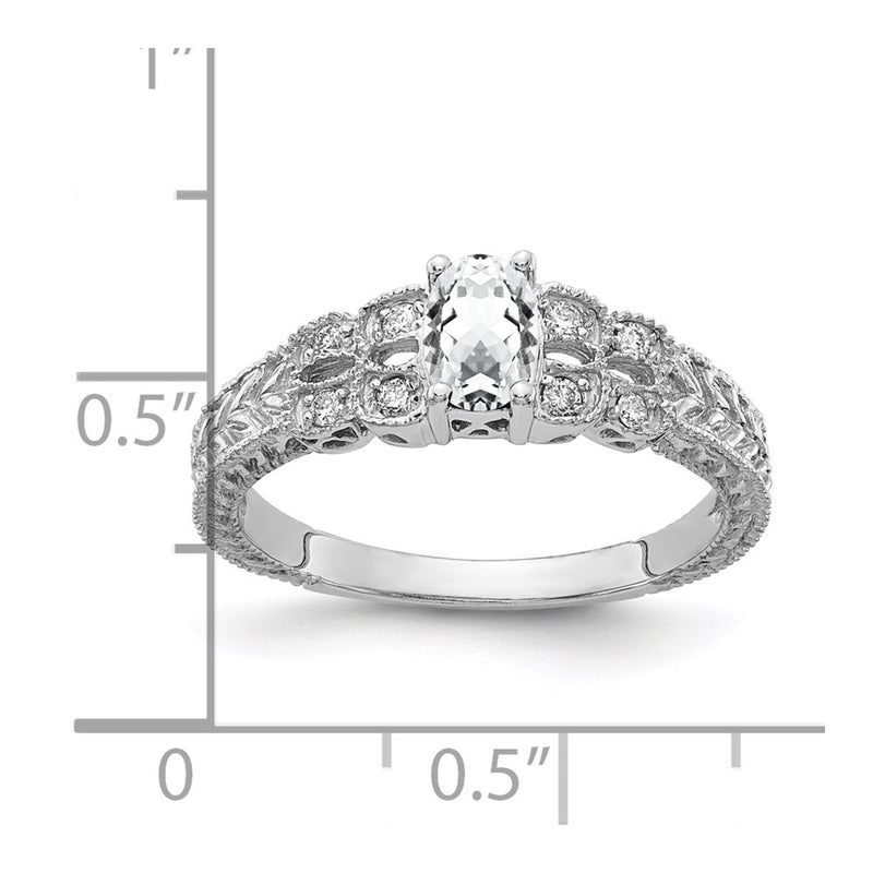 Solid 14k White Gold 6x4mm Oval Cubic Zirconia AA Simulated CZ Ring