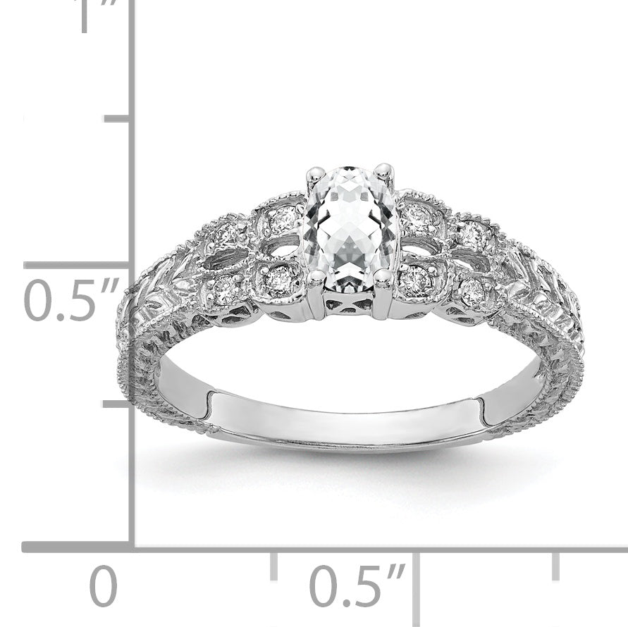 14k White Gold 6x4mm Oval Cubic Zirconia A Real Diamond ring