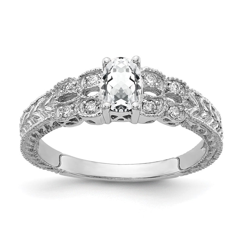 14k White Gold 6x4mm Oval Cubic Zirconia A Real Diamond ring