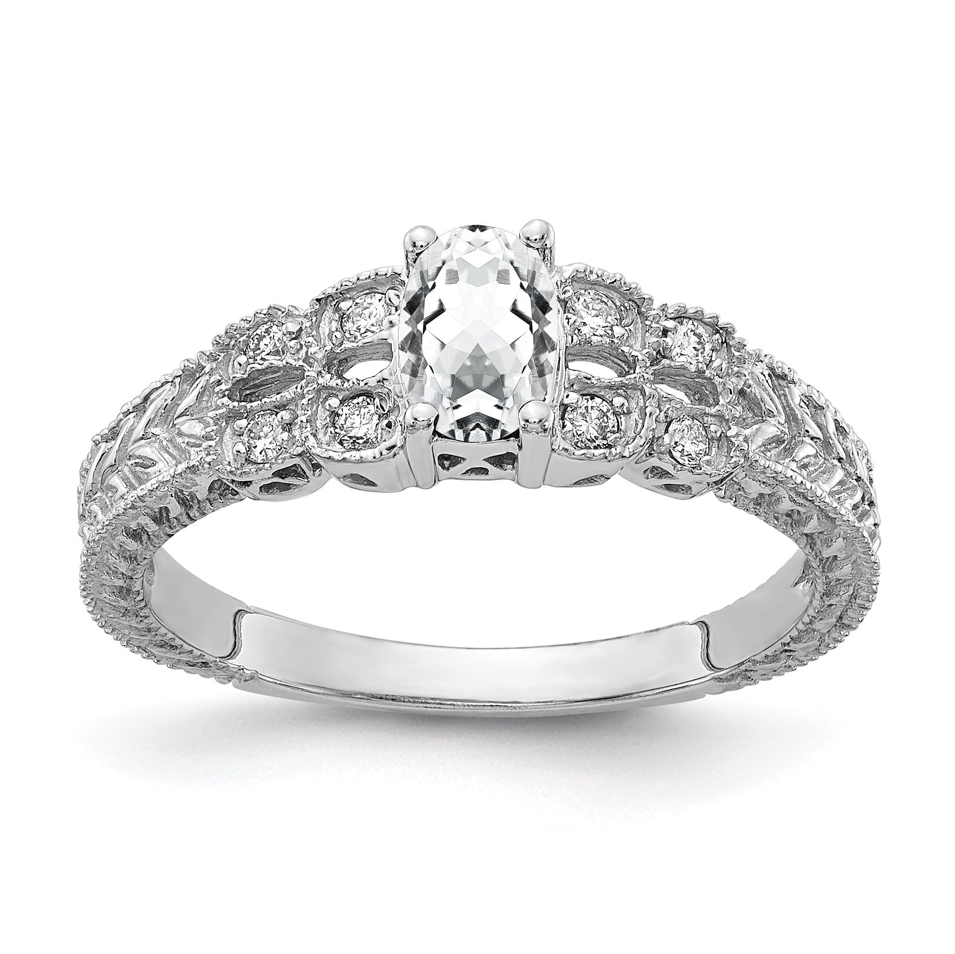 14k White Gold 6x4mm Oval Cubic Zirconia A Real Diamond ring