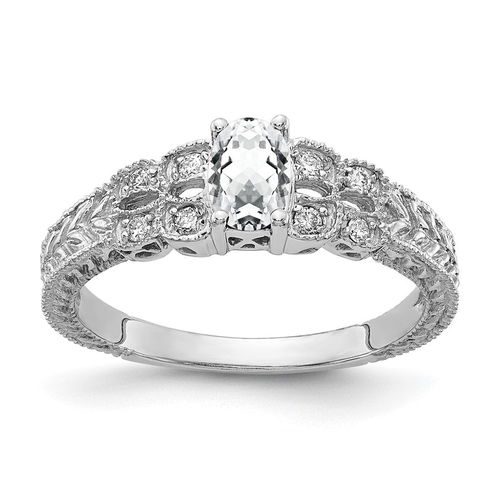 Solid 14k White Gold 6x4mm Oval Cubic Zirconia VS Simulated CZ Ring