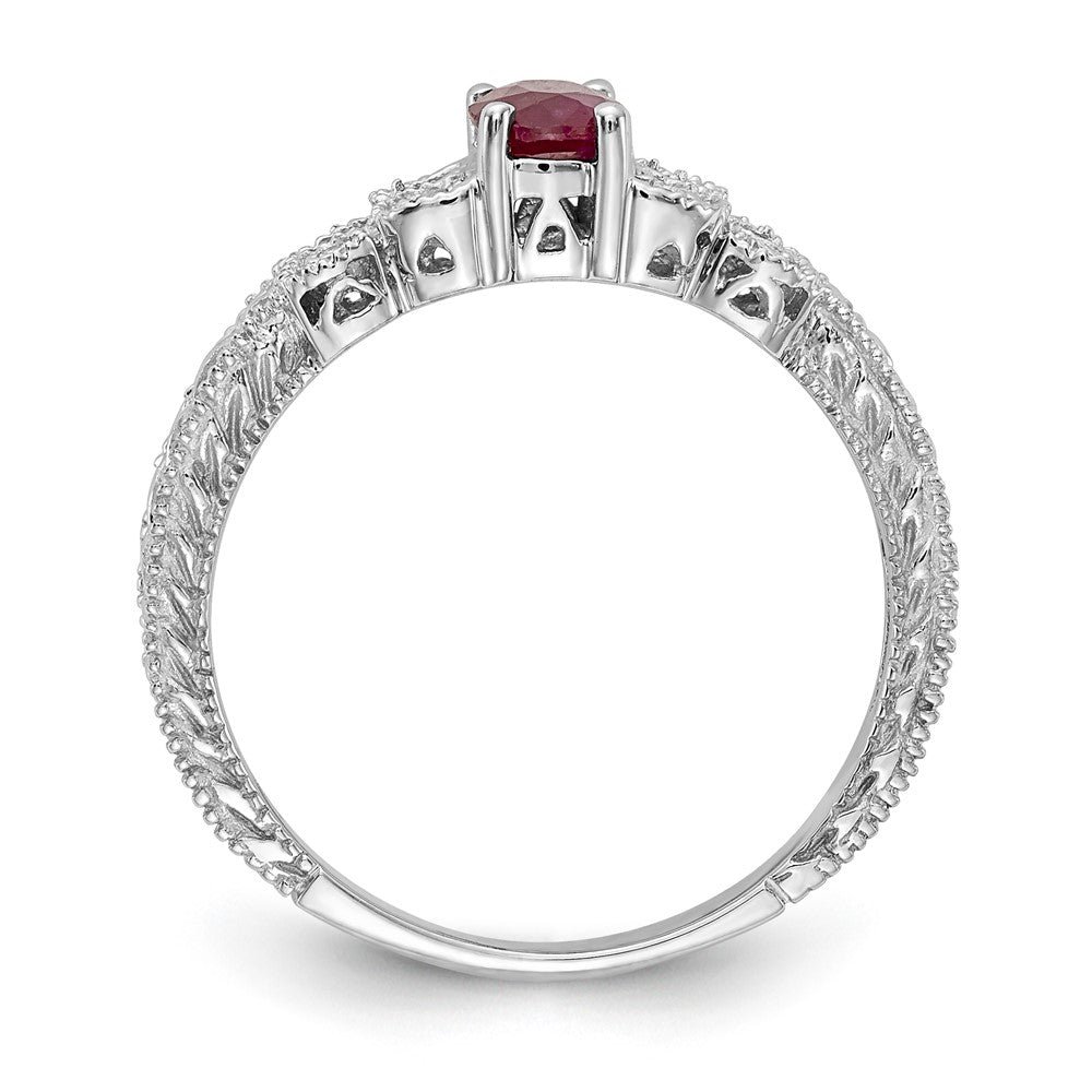 14k White Gold 6x4mm Oval Ruby A Real Diamond ring