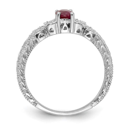 14k White Gold 6x4mm Oval Ruby A Real Diamond ring