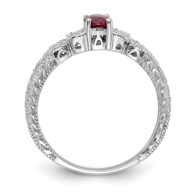 14k White Gold 6x4mm Oval Ruby A Real Diamond ring
