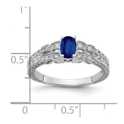 14k White Gold 6x4mm Oval Sapphire A Real Diamond ring