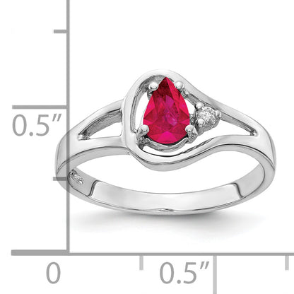 14k White Gold Ruby Real Diamond ring