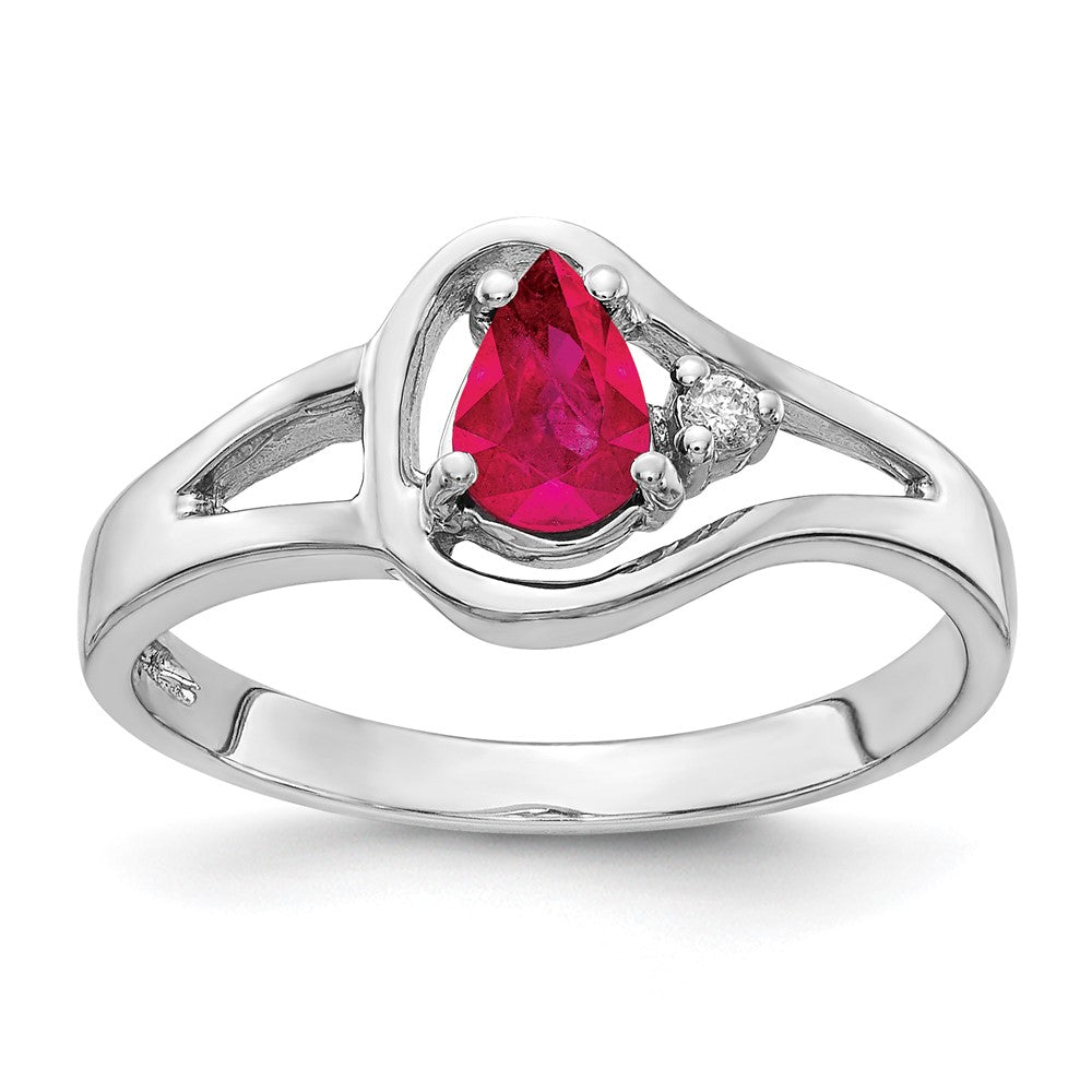 14k White Gold Ruby Real Diamond ring