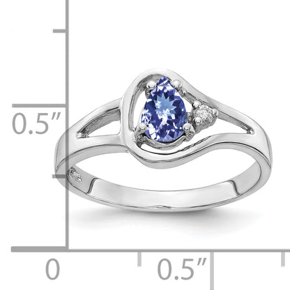 14k White Gold 6x4mm Pear Tanzanite VS Diamond ring
